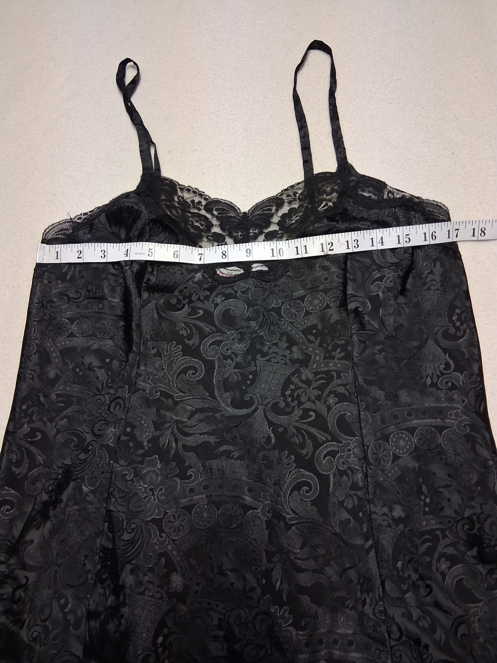 Black Satin Lace-Trim Camisole Slip - Picture 5 of 5